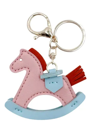 Rocking Horse Faux Leather Handbag Charm Keychain