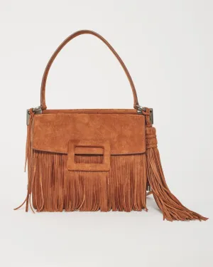Roger Vivier Camel Suede Fringe Crossbody Bag