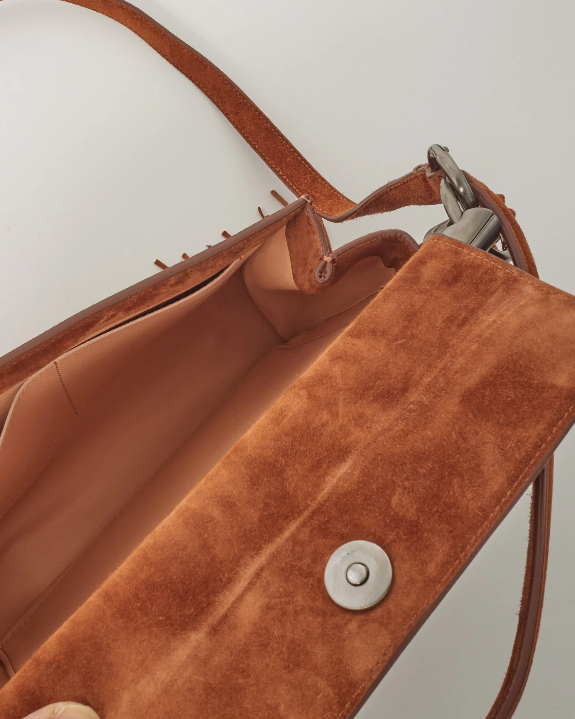 Roger Vivier Camel Suede Fringe Crossbody Bag