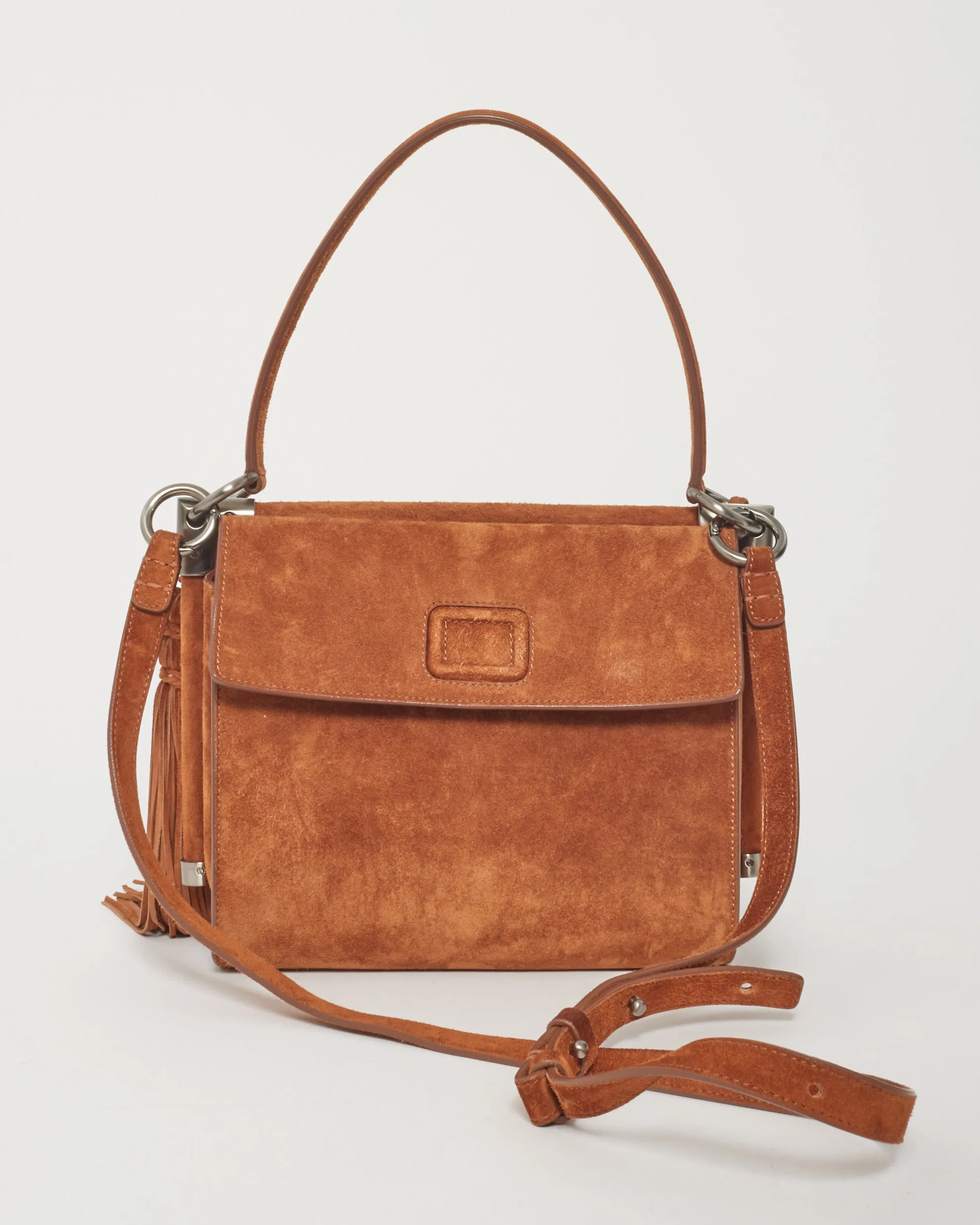 Roger Vivier Camel Suede Fringe Crossbody Bag