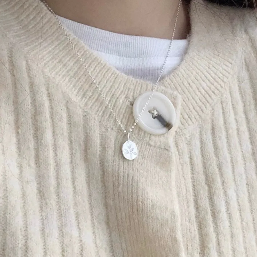 Rose Coin Necklace (Solid Silver) - Vicky
