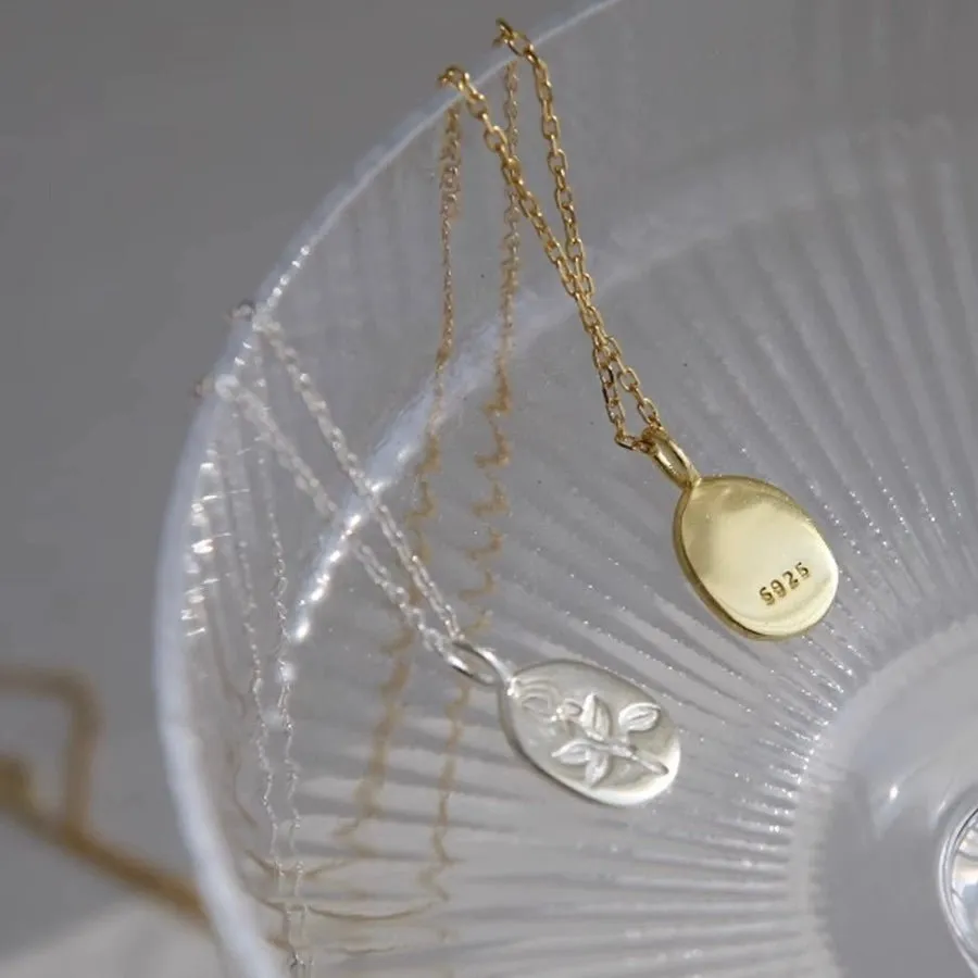 Rose Coin Necklace (Solid Silver) - Vicky