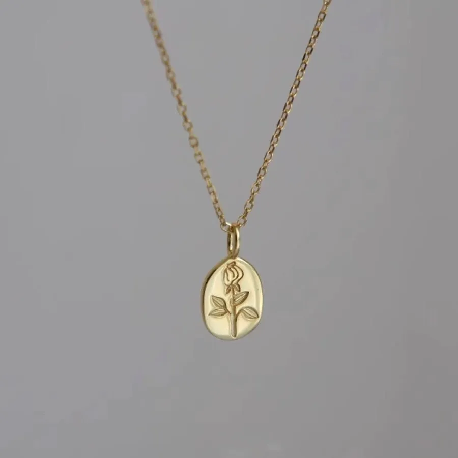 Rose Coin Necklace (Solid Silver) - Vicky