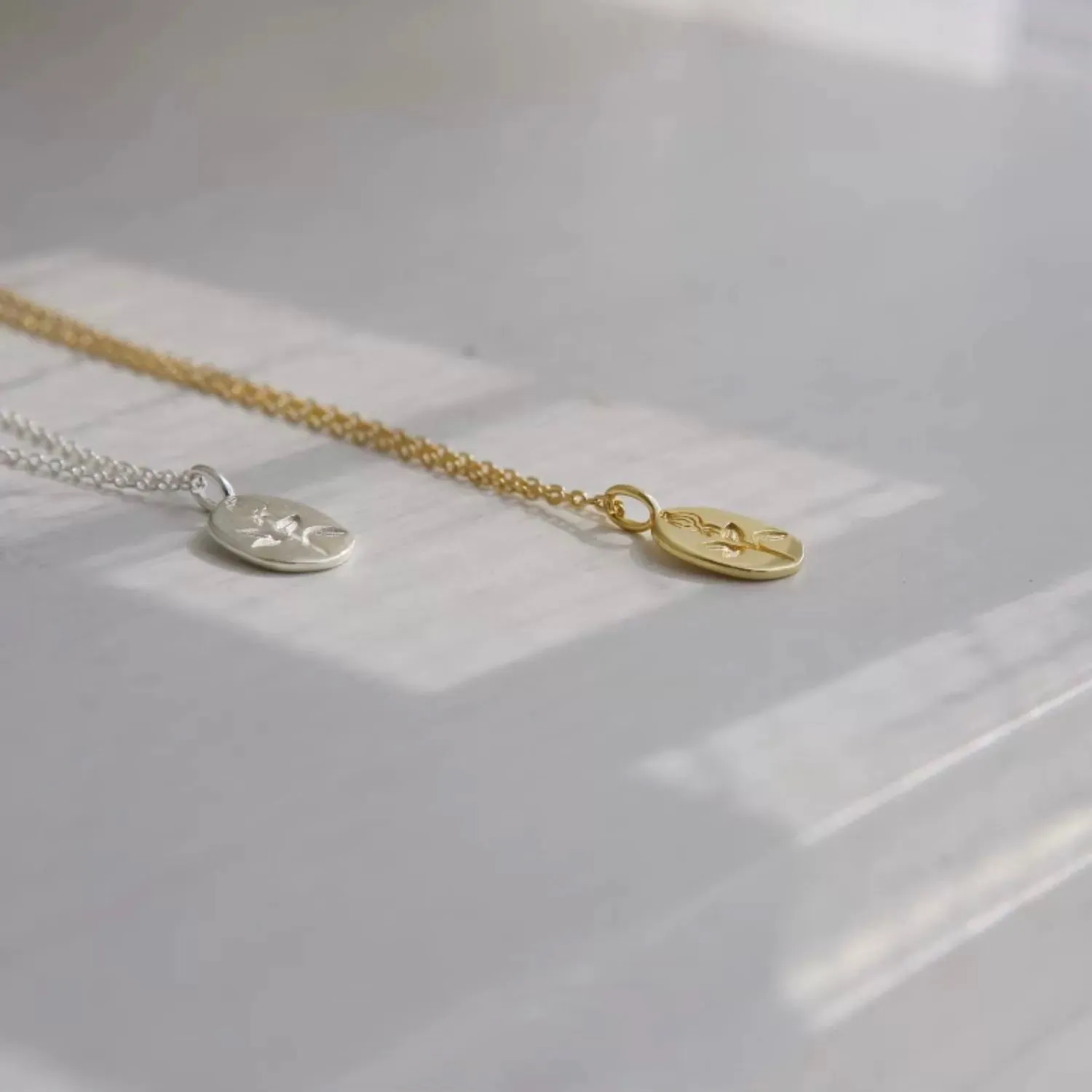 Rose Coin Necklace (Solid Silver) - Vicky