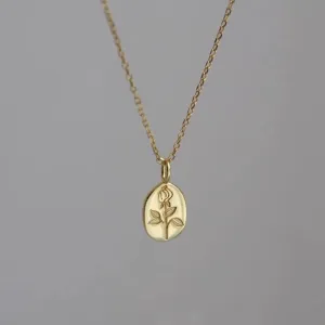 Rose Coin Necklace (Solid Silver) - Vicky