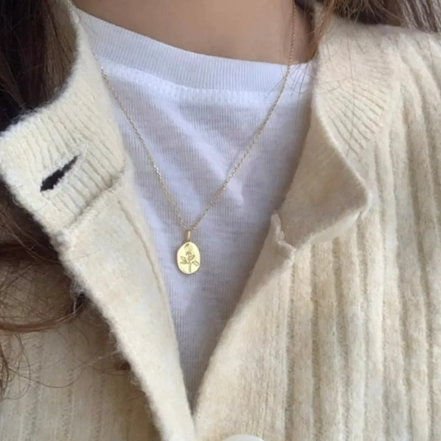 Rose Coin Necklace (Solid Silver) - Vicky