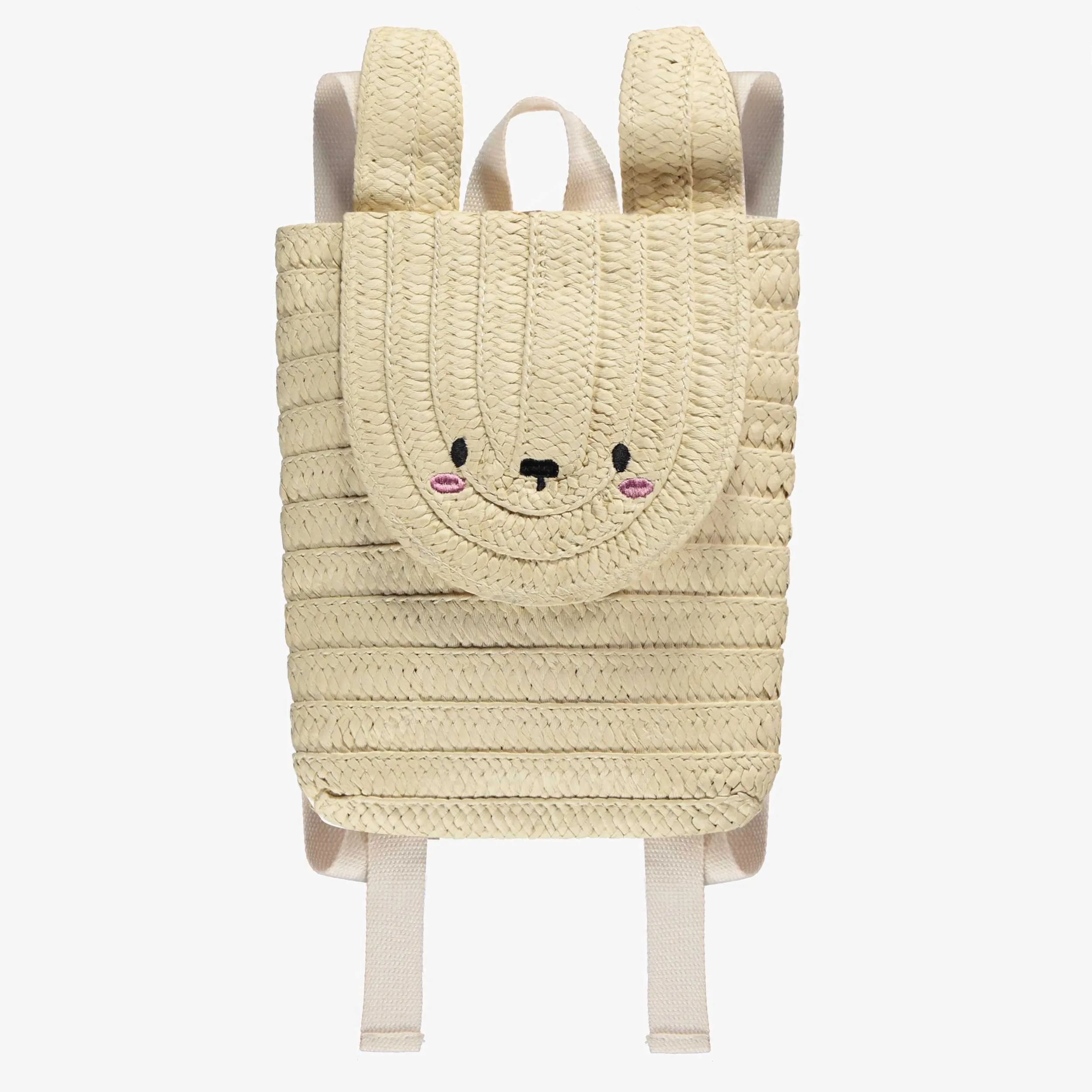 Sac à dos en paille en forme de lapin, enfant || Bunny shaped straw backpack, child