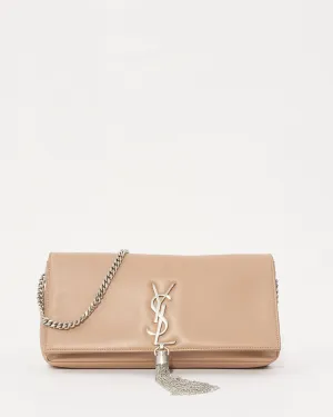 Saint Laurent Beige Tassel Clutch Bag SHW
