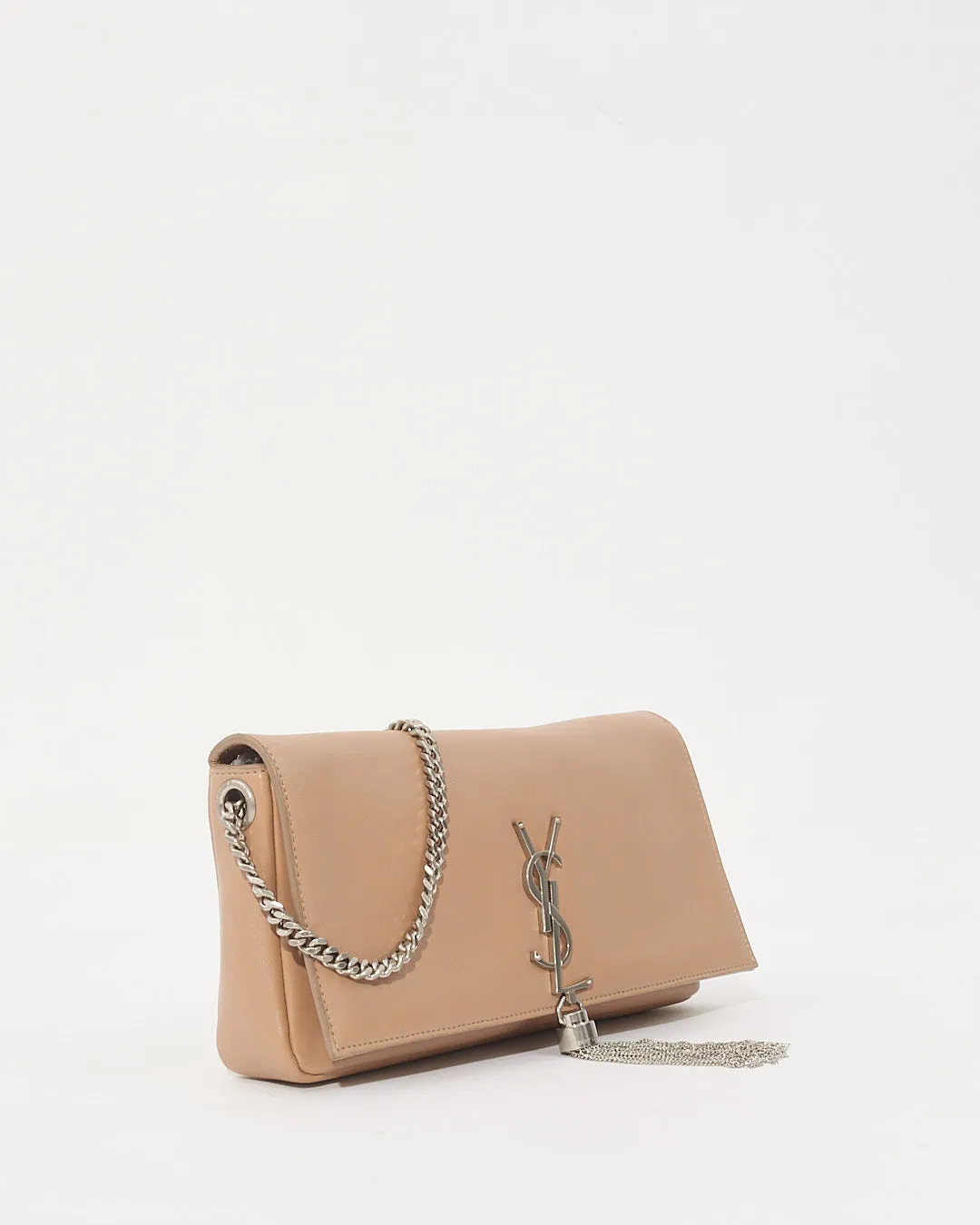 Saint Laurent Beige Tassel Clutch Bag SHW