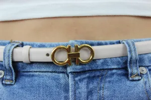 Salvatore Ferragamo Belt with Gold Gancini Buckle in Jasmine