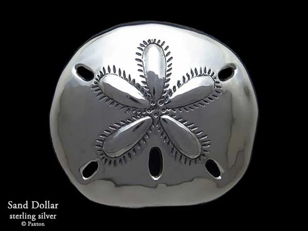 Sand Dollar Belt Buckle Sterling Silver or Yellow Brass