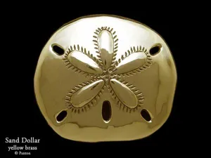 Sand Dollar Belt Buckle Sterling Silver or Yellow Brass