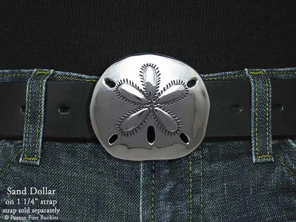 Sand Dollar Belt Buckle Sterling Silver or Yellow Brass