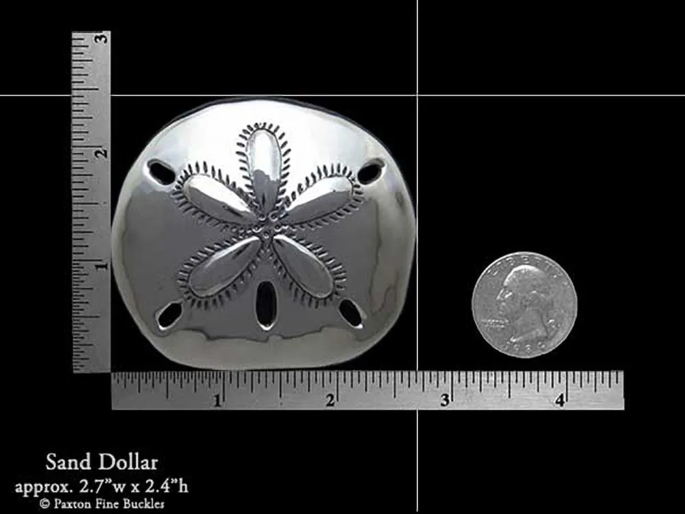 Sand Dollar Belt Buckle Sterling Silver or Yellow Brass