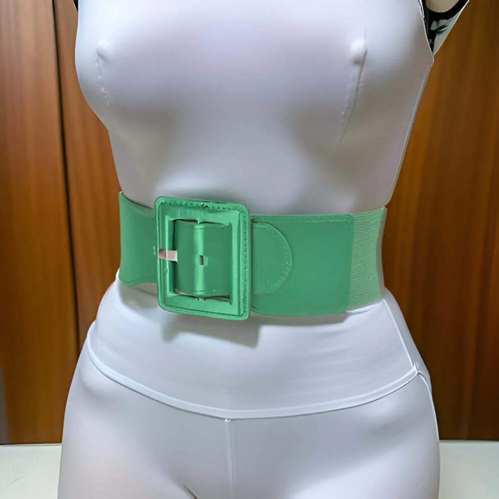 Satin Metallic Elastic Fashion Wide Belt