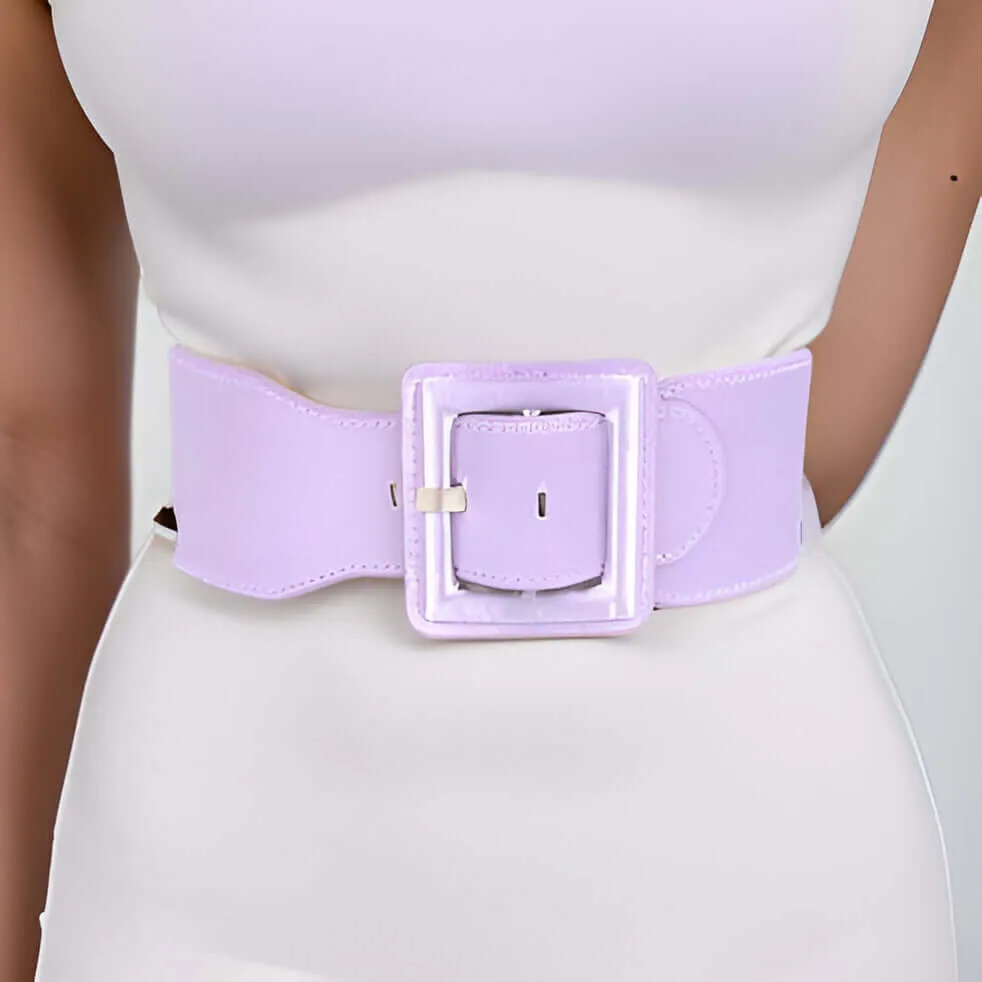Satin Metallic Elastic Fashion Wide Belt