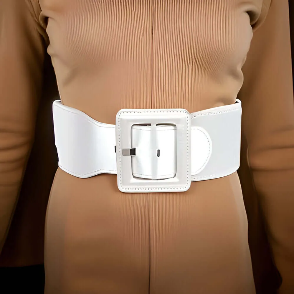 Satin Metallic Elastic Fashion Wide Belt