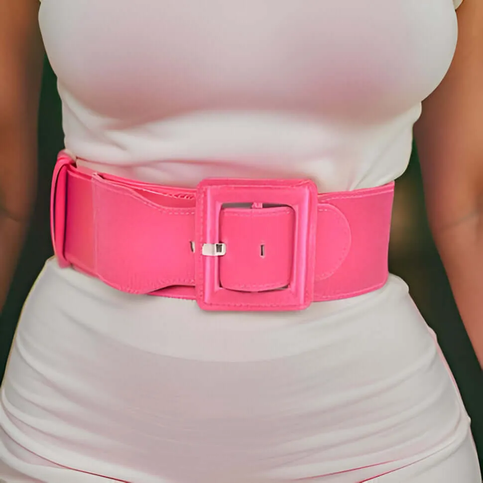 Satin Metallic Elastic Fashion Wide Belt
