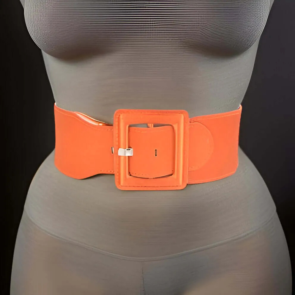 Satin Metallic Elastic Fashion Wide Belt