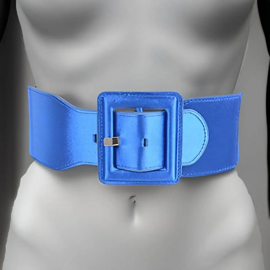 Satin Metallic Elastic Fashion Wide Belt