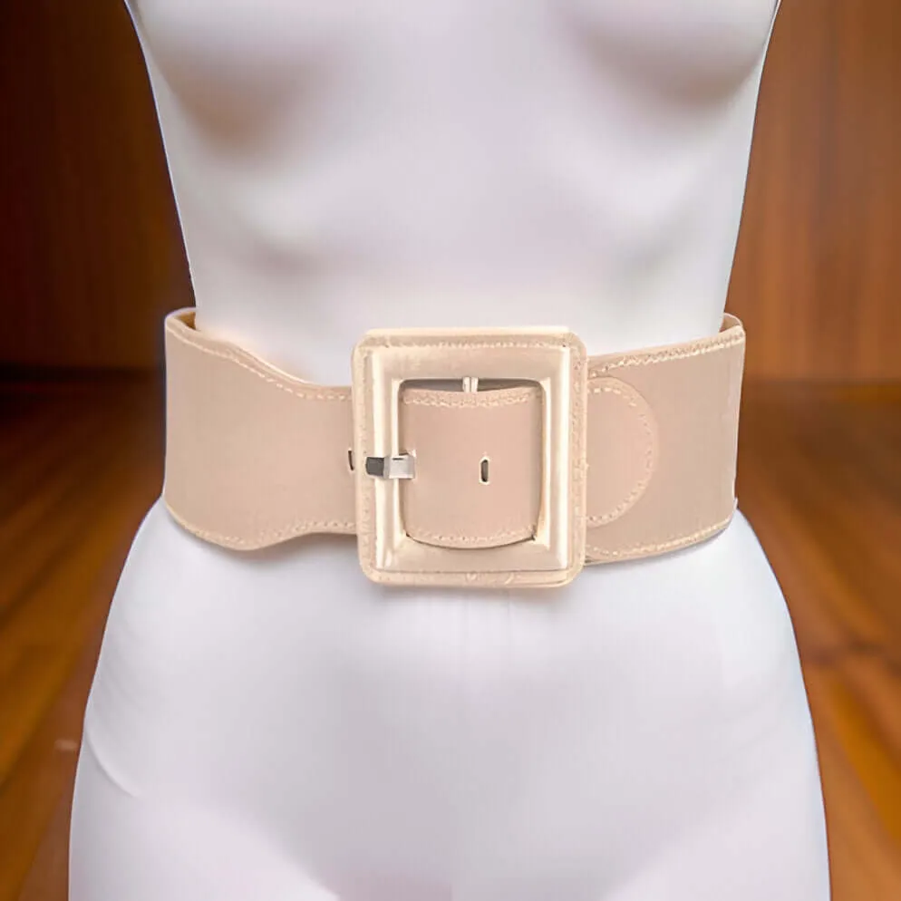 Satin Metallic Elastic Fashion Wide Belt