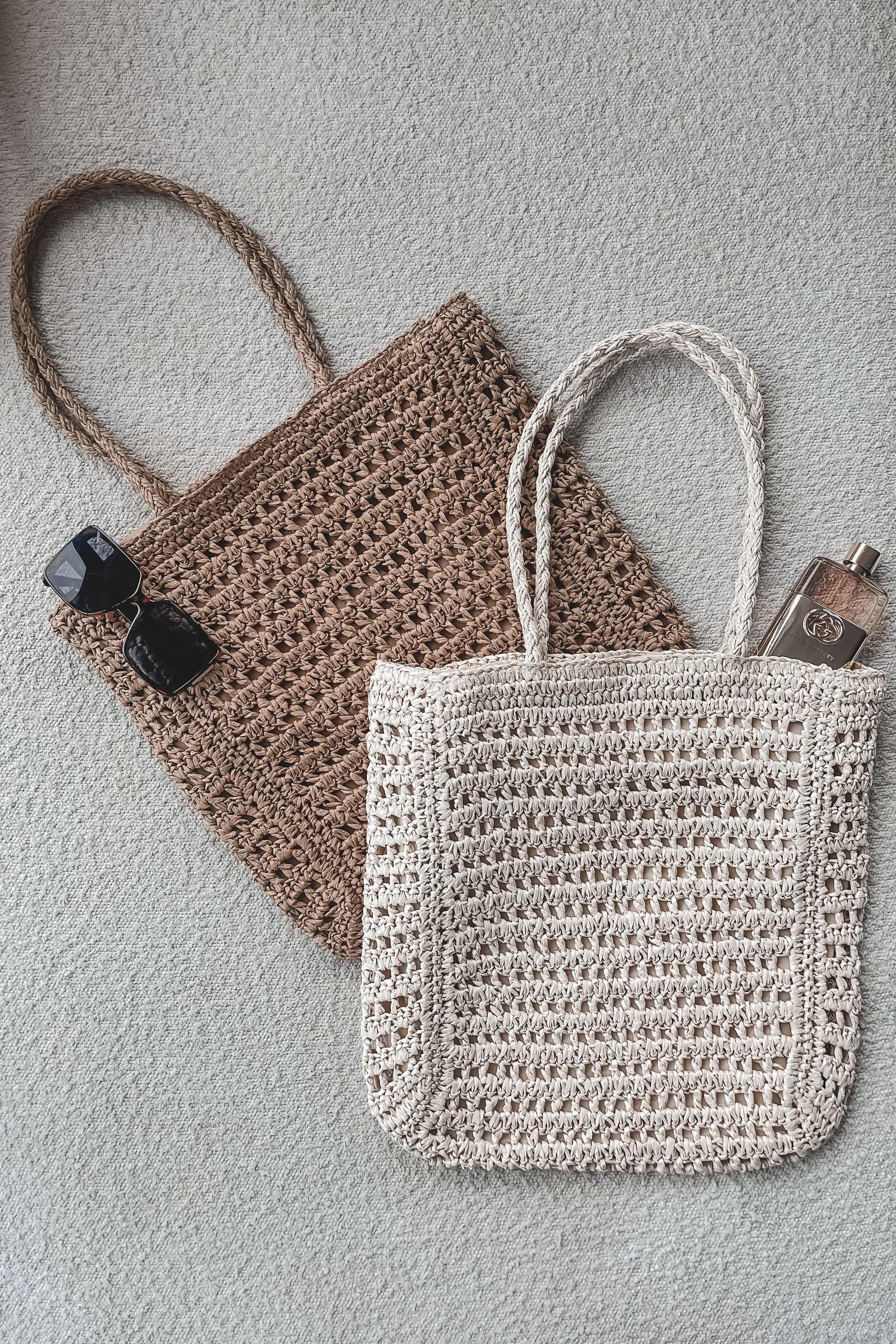 Sea Shells Inside  Straw Braided Beach Tote Bag