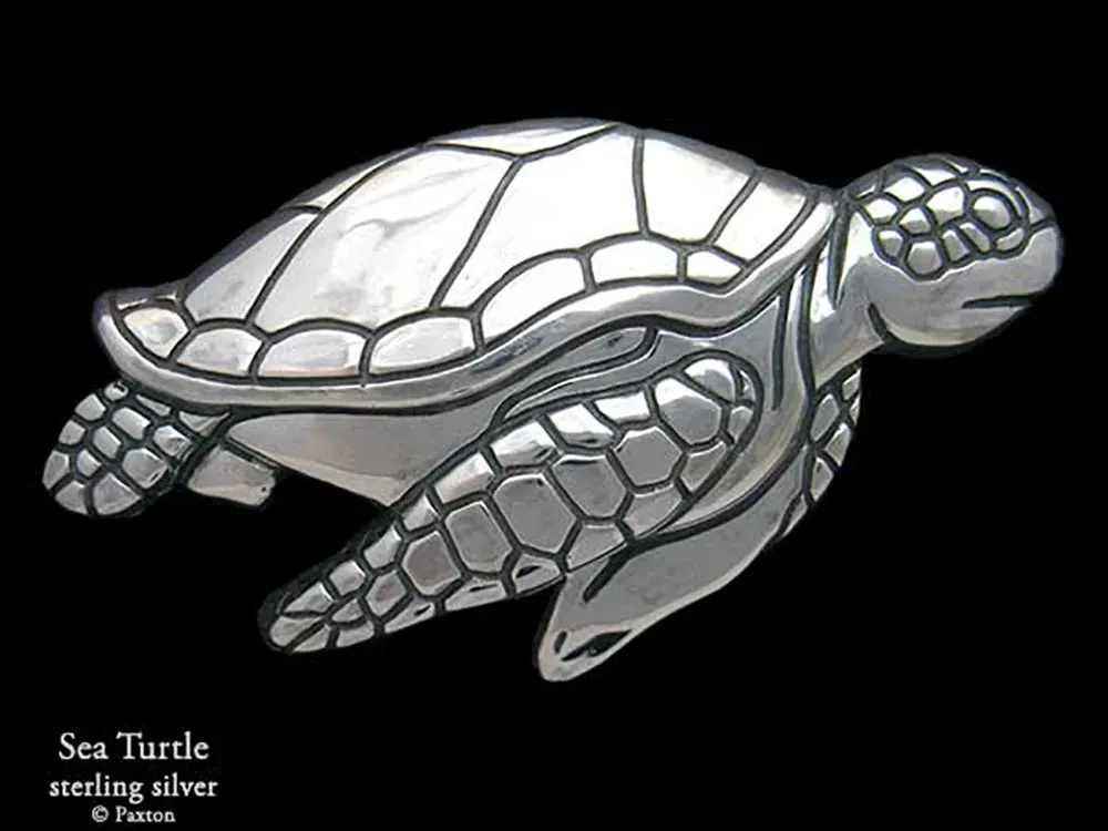 Sea Turtle Belt Buckle Sterling Silver