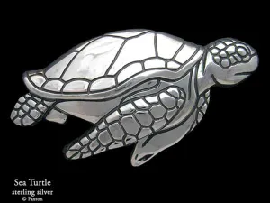 Sea Turtle Belt Buckle Sterling Silver
