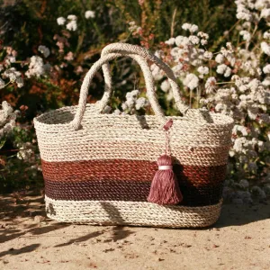 Shabba Pandan Straw Tote Bag, in Earthy Brown & Tan
