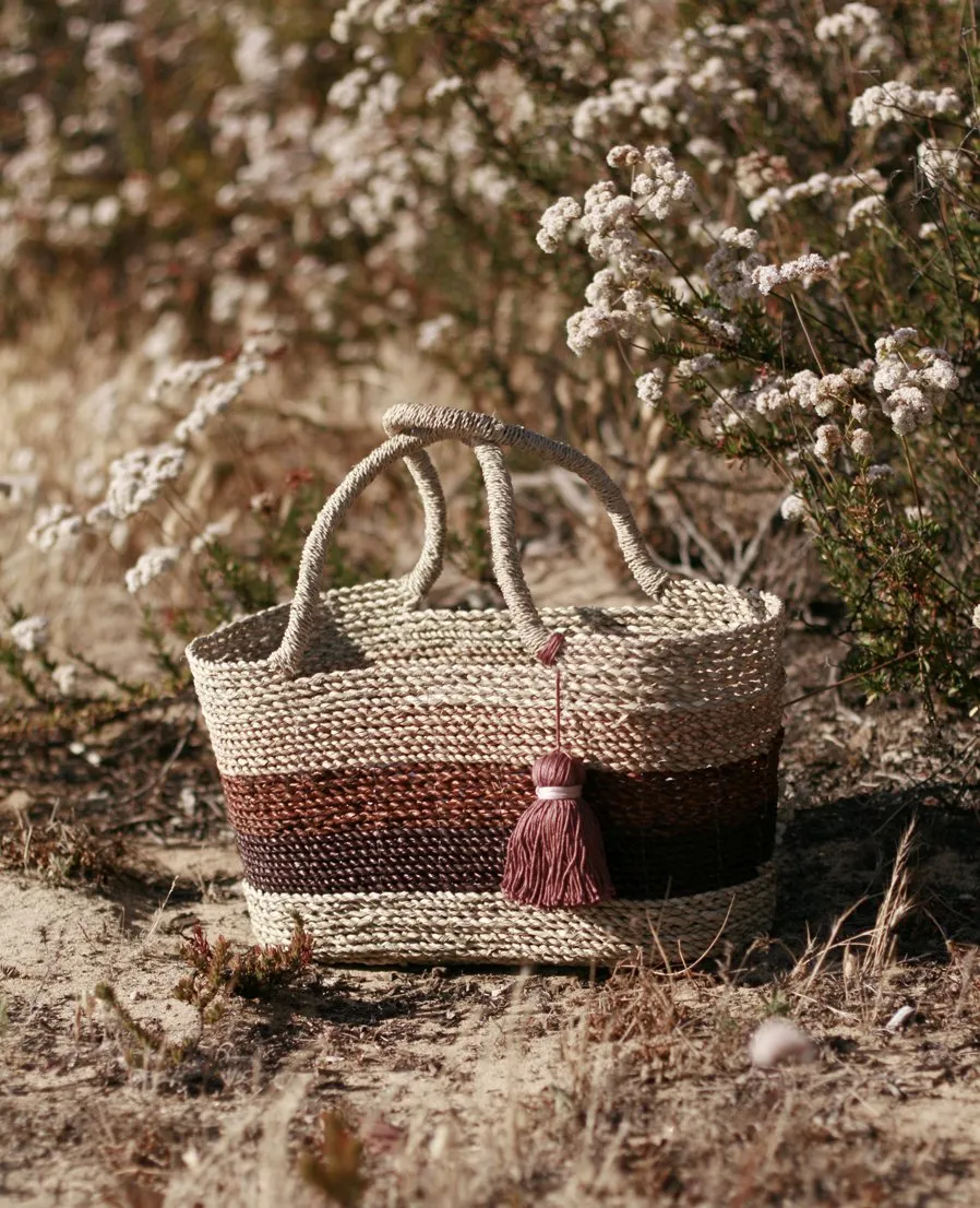 Shabba Pandan Straw Tote Bag, in Earthy Brown & Tan