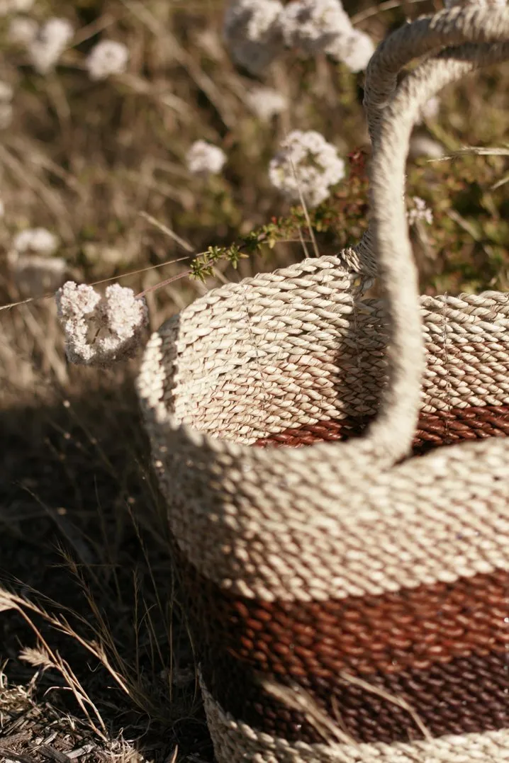 Shabba Pandan Straw Tote Bag, in Earthy Brown & Tan