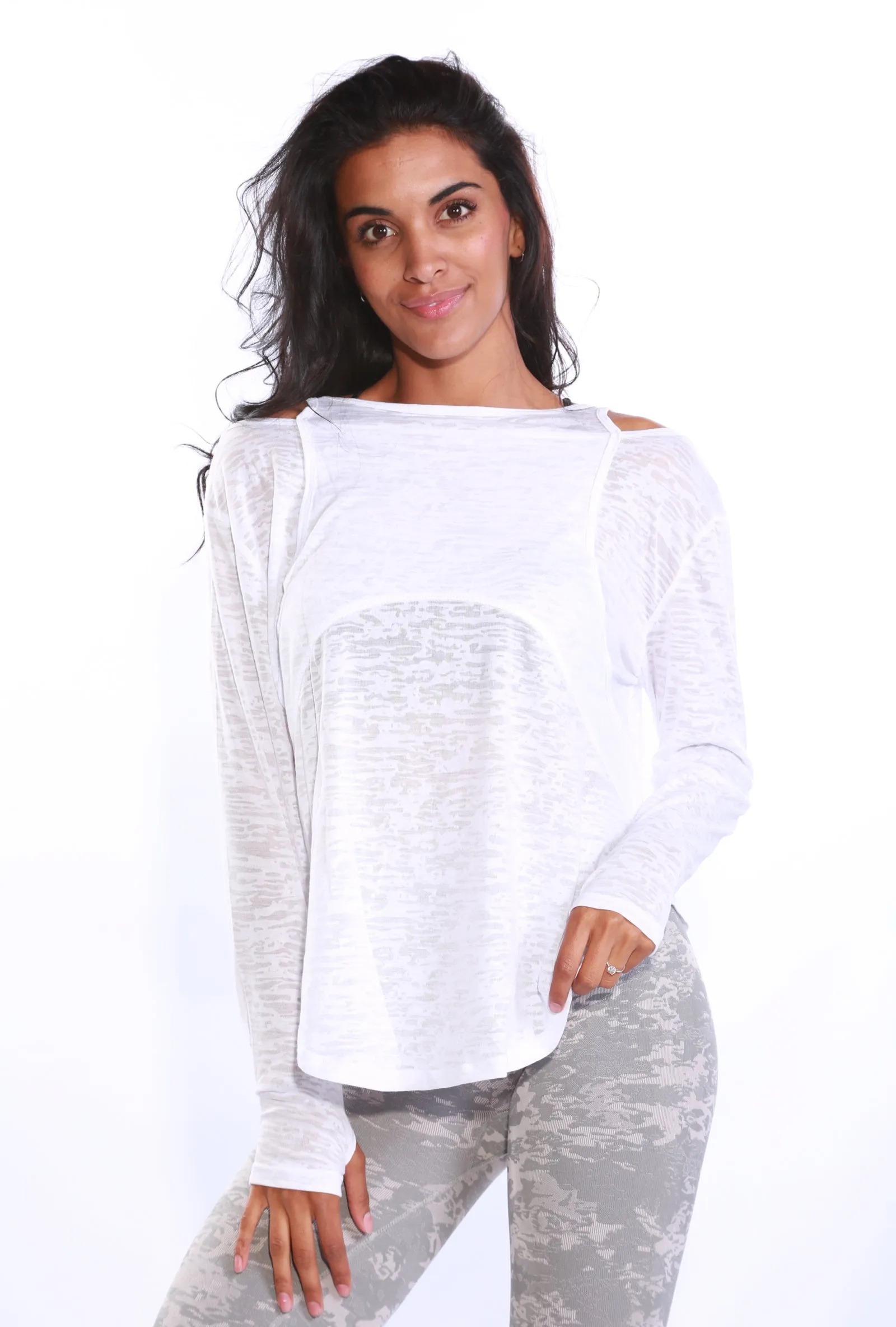 Shapewear Gym Bunny Oversized loose fit gym top- white