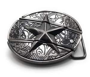 Silver Star Folding Knife Belt Buckle