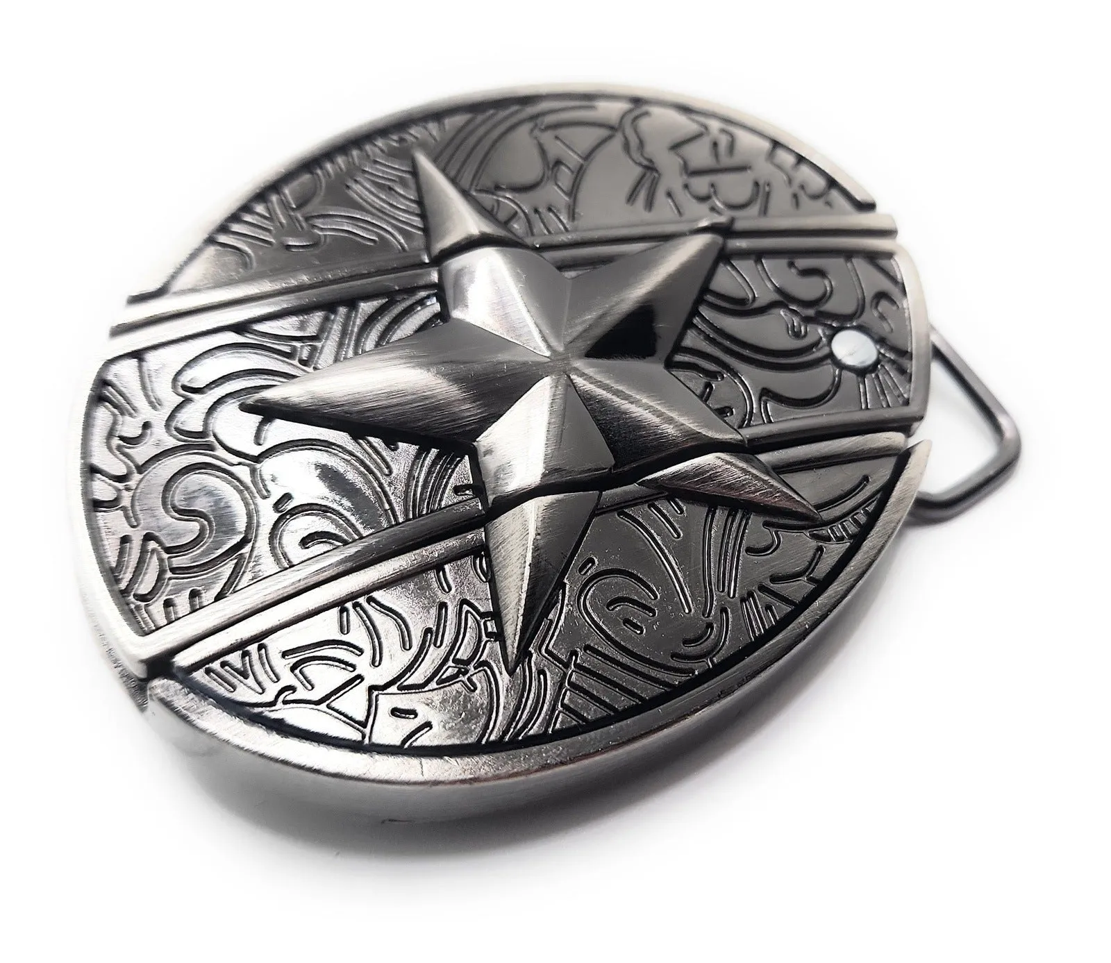 Silver Star Folding Knife Belt Buckle