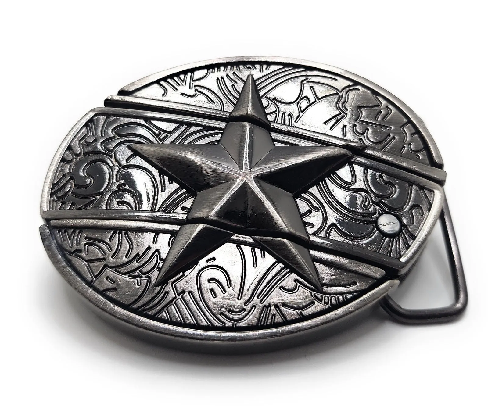 Silver Star Folding Knife Belt Buckle