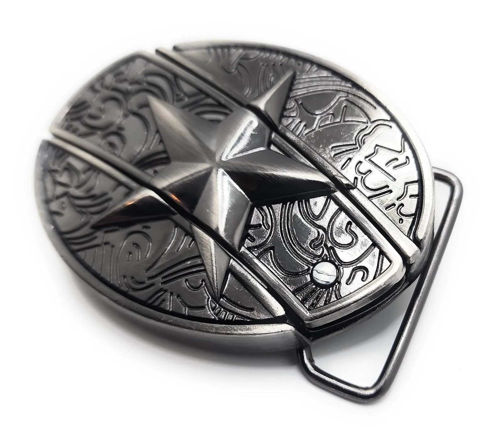 Silver Star Folding Knife Belt Buckle