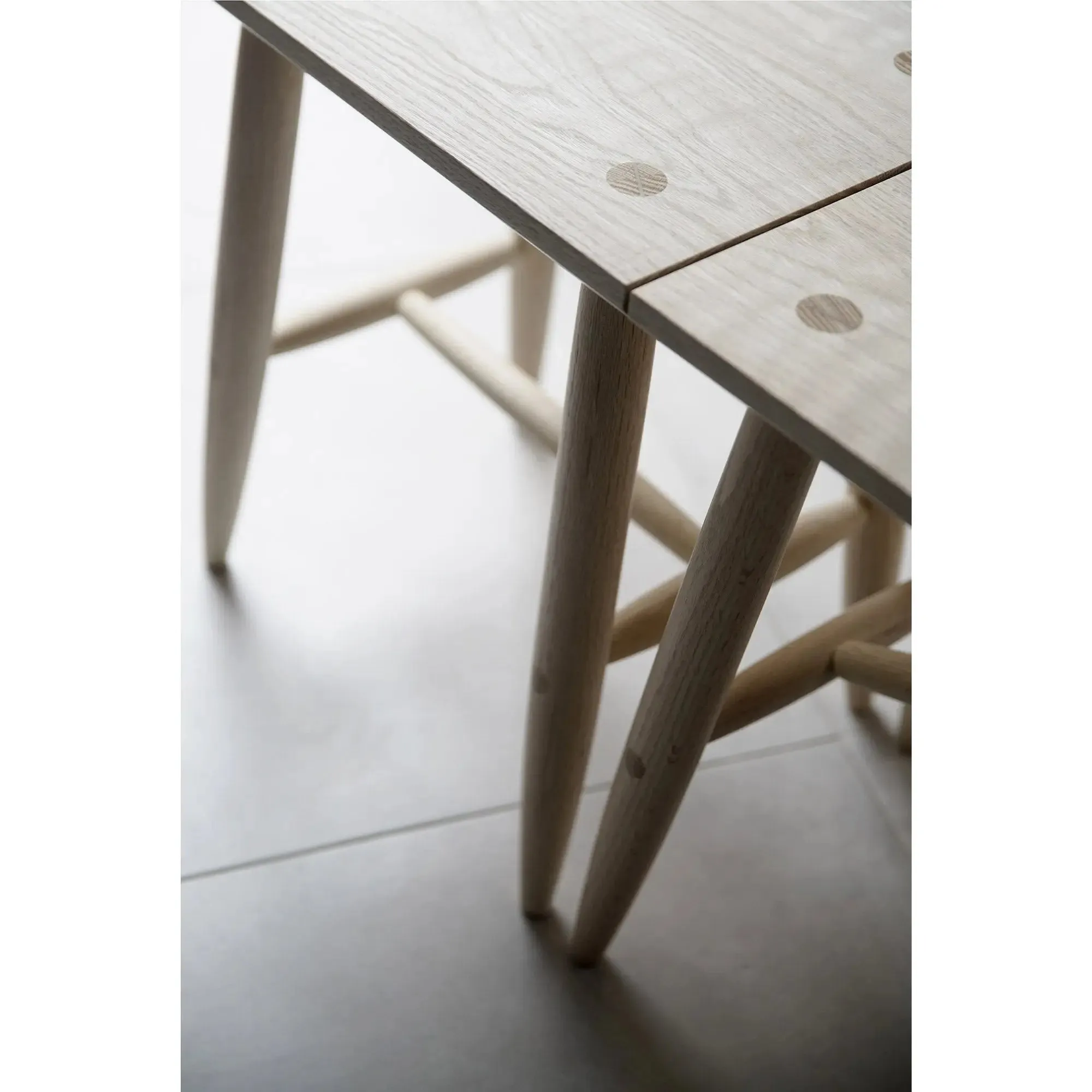 Solid Bleached Oak Bench with Stool