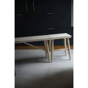 Solid Bleached Oak Bench with Stool
