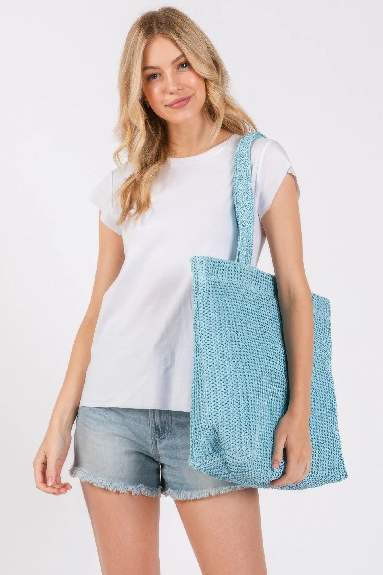 Solid Crochet Straw Bag