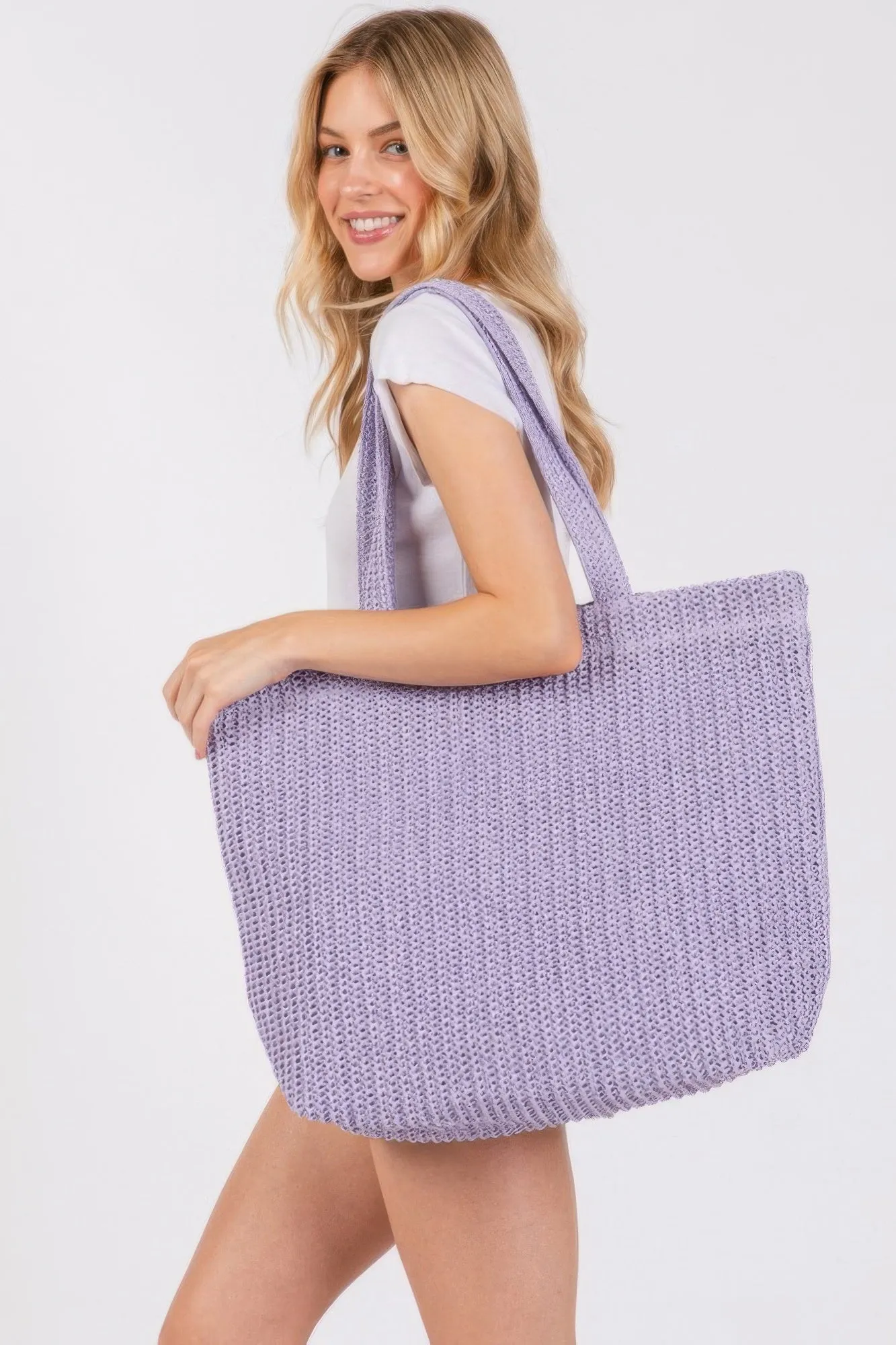 Solid Crochet Straw Bag