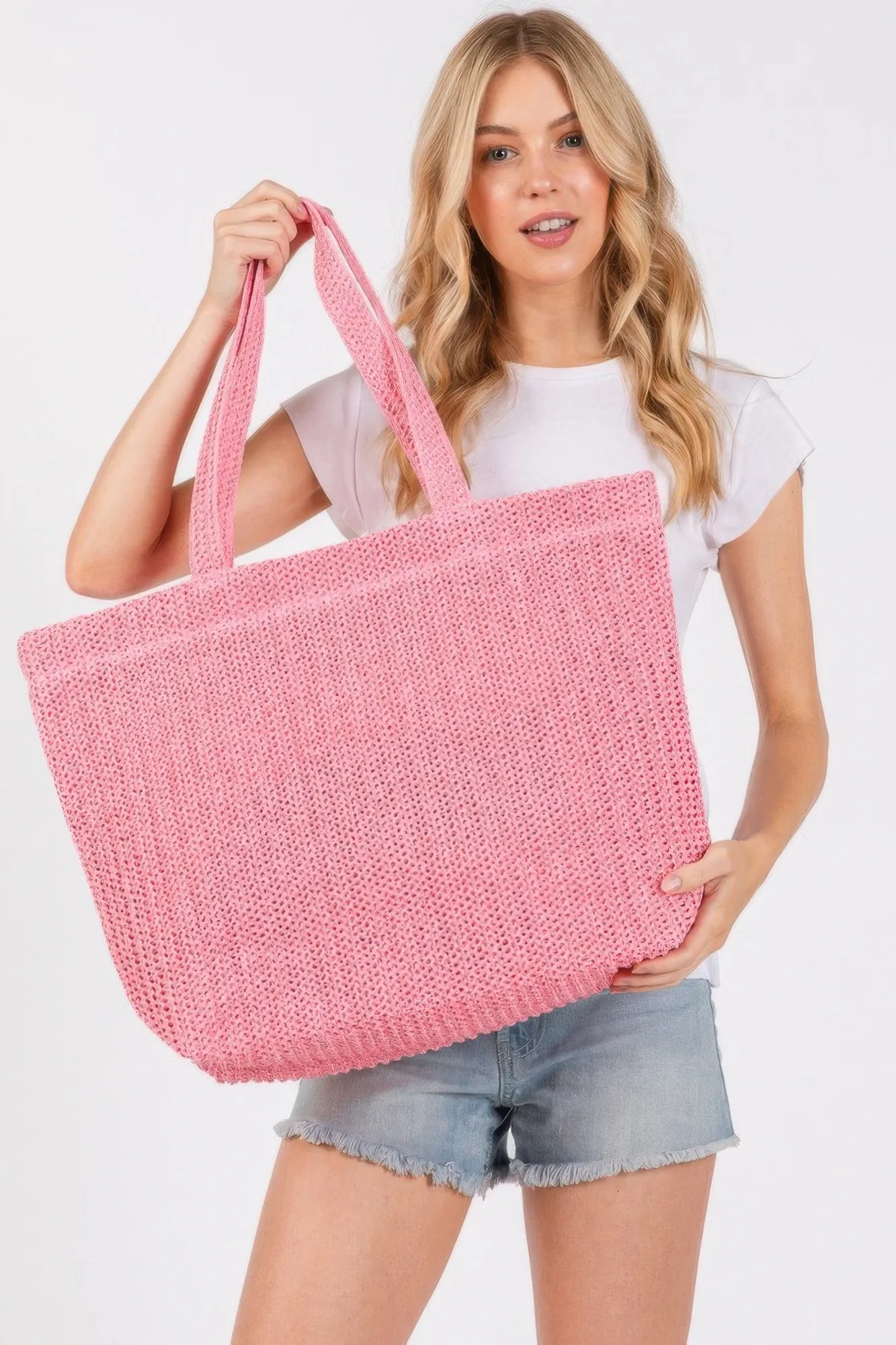 Solid Crochet Straw Bag