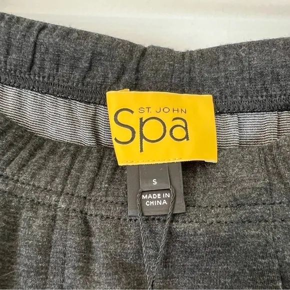 St. John Spa Relax Pull On Lounge Pants Full Length Small Granite Melange NWT