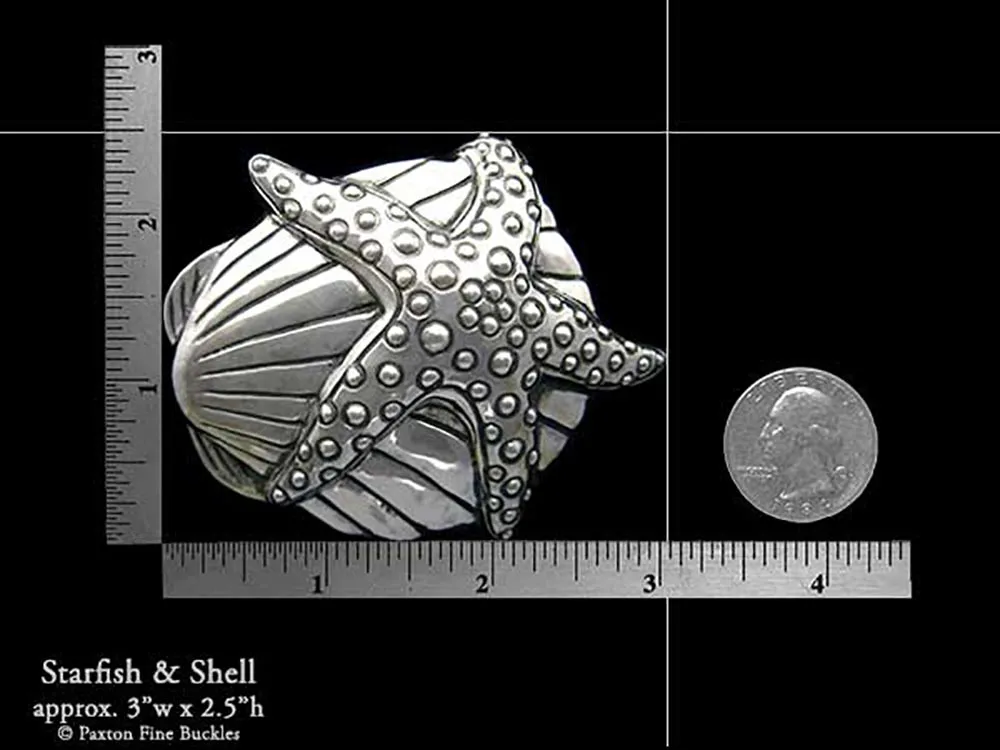 Starfish Shell Belt Buckle Sterling Silver