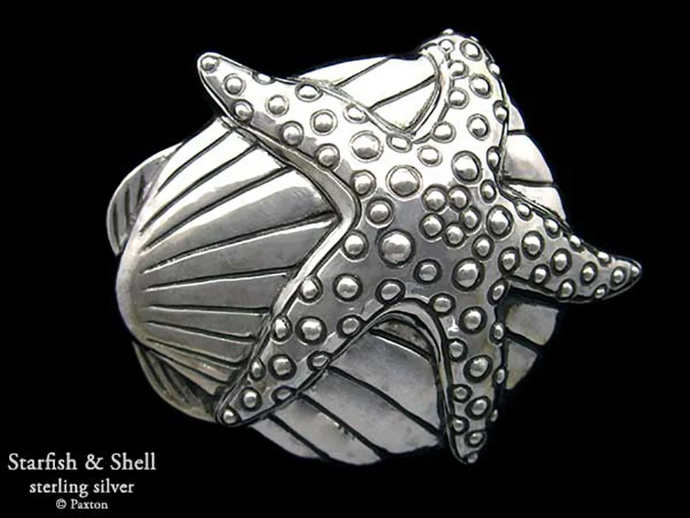 Starfish Shell Belt Buckle Sterling Silver