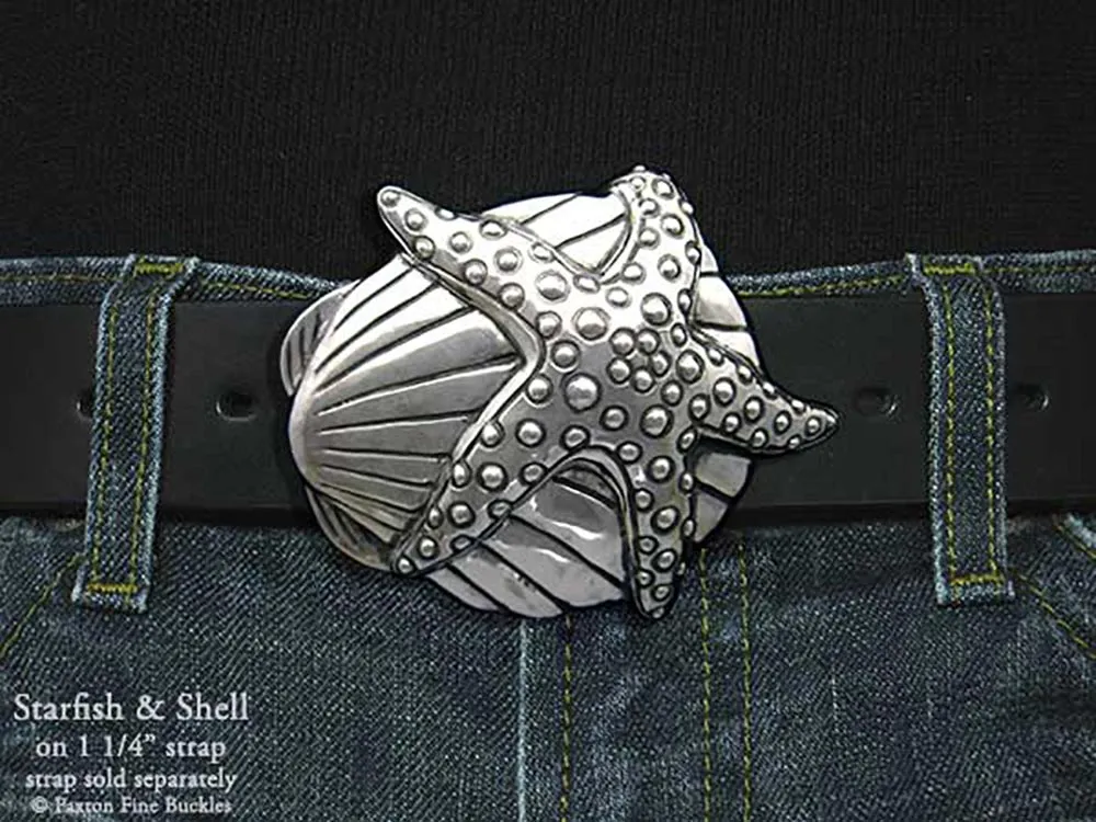 Starfish Shell Belt Buckle Sterling Silver