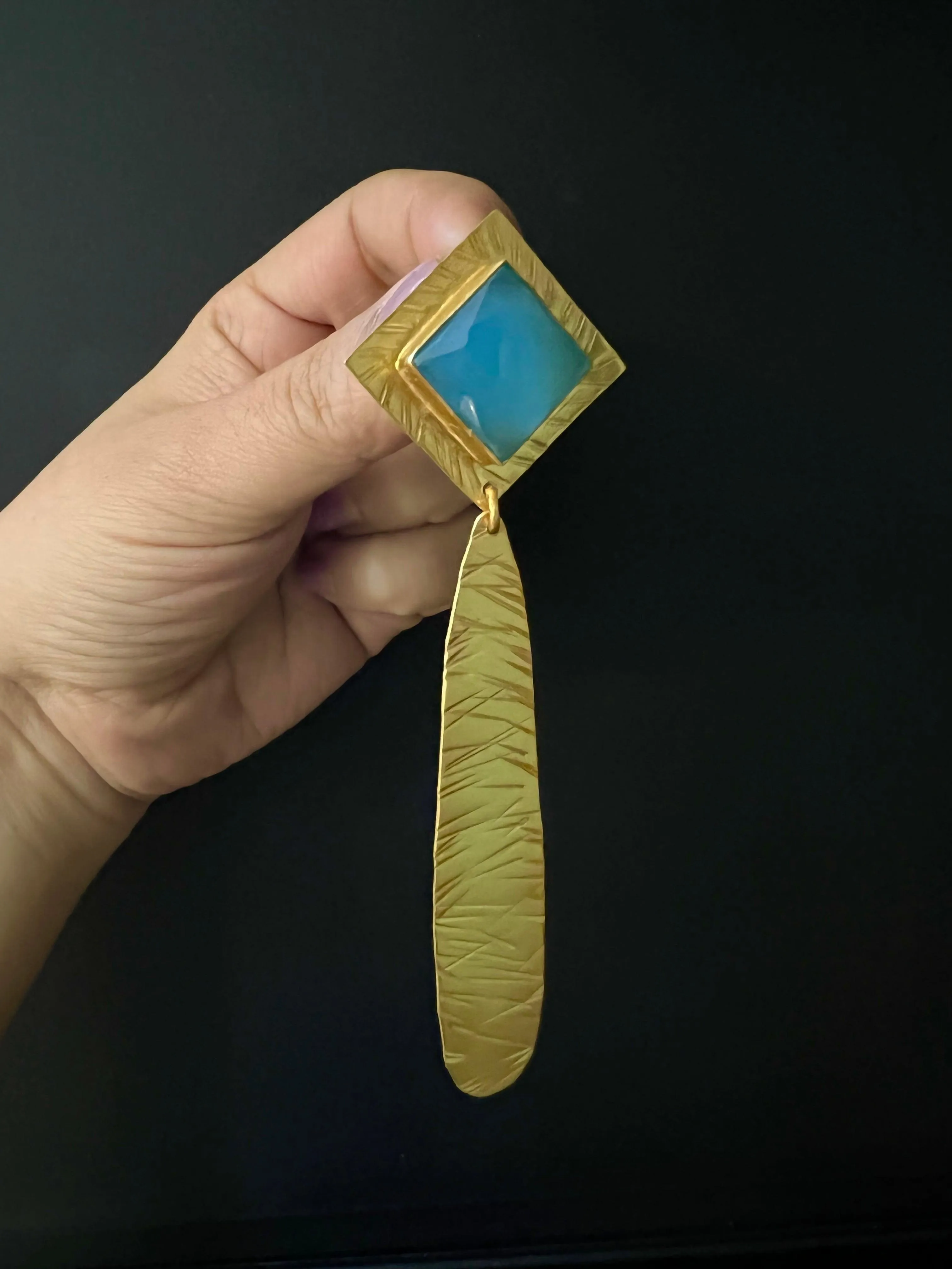 Statement Chalcedony Long Danglers