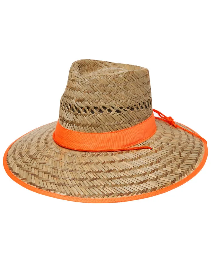 Statesman Harvester Straw Hat Natural & Fluro Orange