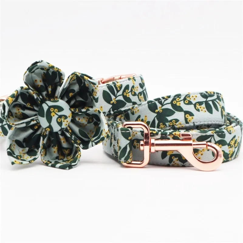Summer Greens: Personalized Flower Collar And Leash Set