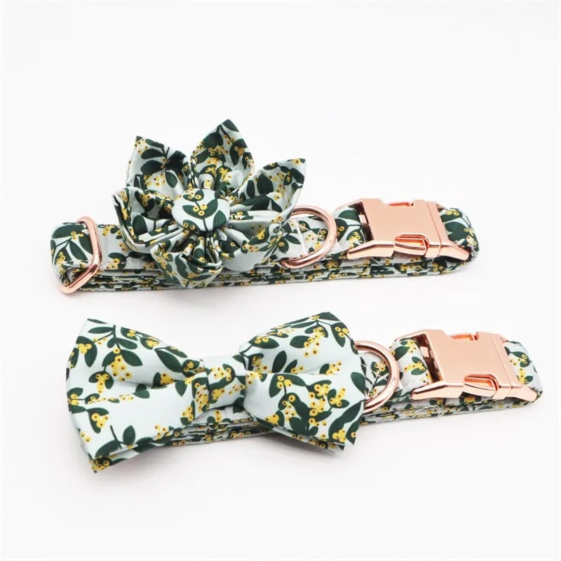 Summer Greens: Personalized Flower Collar And Leash Set