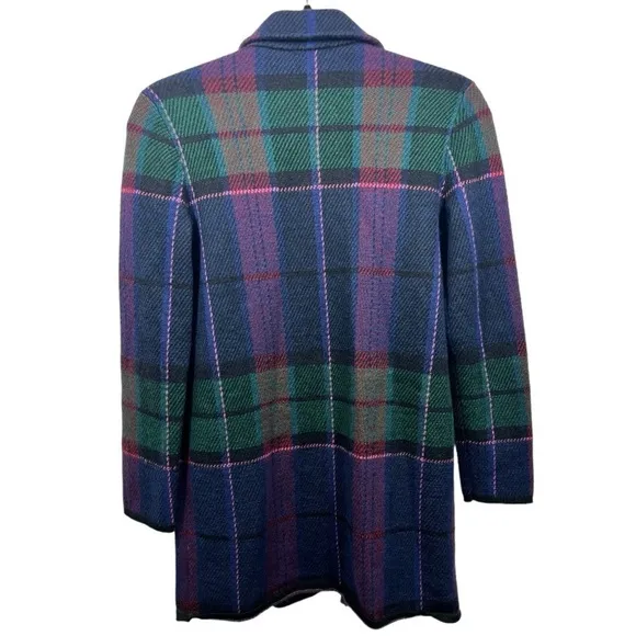 Talbots Weekend Plaid Merino Sweater Jacket XS